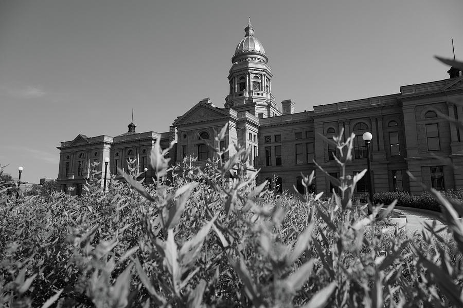 Wyoming state capitol building in Cheyenne Wyoming in black and white #9 Photograph by Eldon McGraw