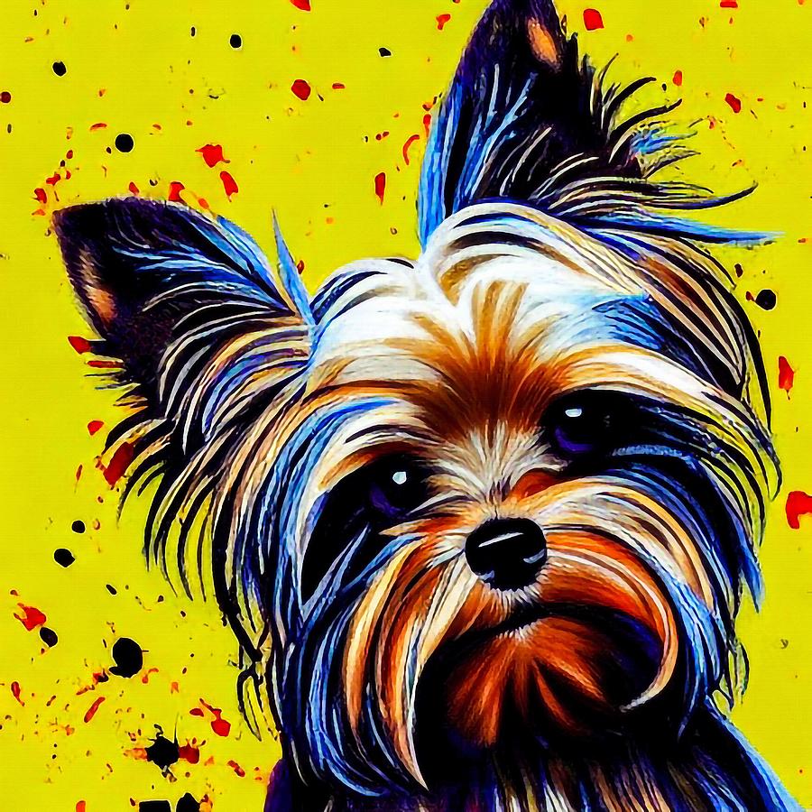 Yorkshire Terrier Dog Splatter painting Digital Art by Adrien Efren ...