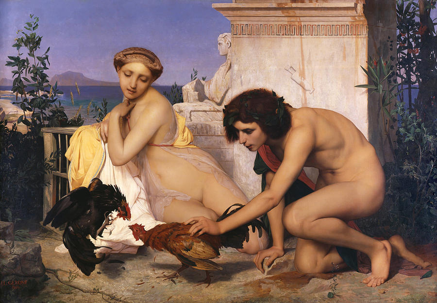 University Photograph - Young Greeks Attending a Cock Fight by Jean-Leon Gerome by Mango Art