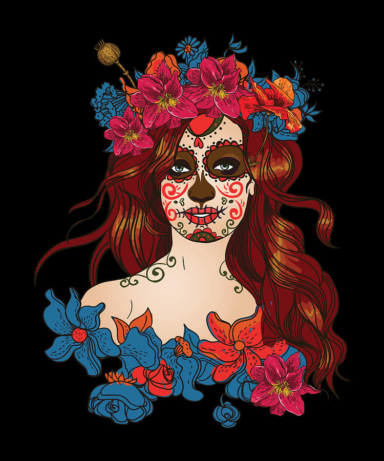 Abstract Mexican Day Of The Dead Woman Digital Art by CalNyto - Fine ...