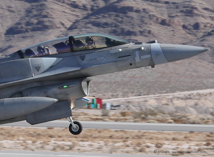 Close-up UAE Block 60 F-16 Recovering to Nellis AFB Photograph by Custom Aviation Art