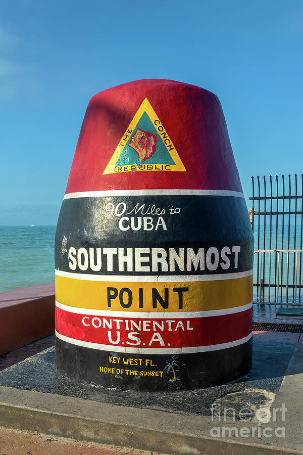 90 miles from Cuba, the Sourthernmost point in Key West Photograph by Delphimages Photo Creations 90 miles from Cuba, the Sourthernmost point in Key West Photograph by Delphimages Photo Creations