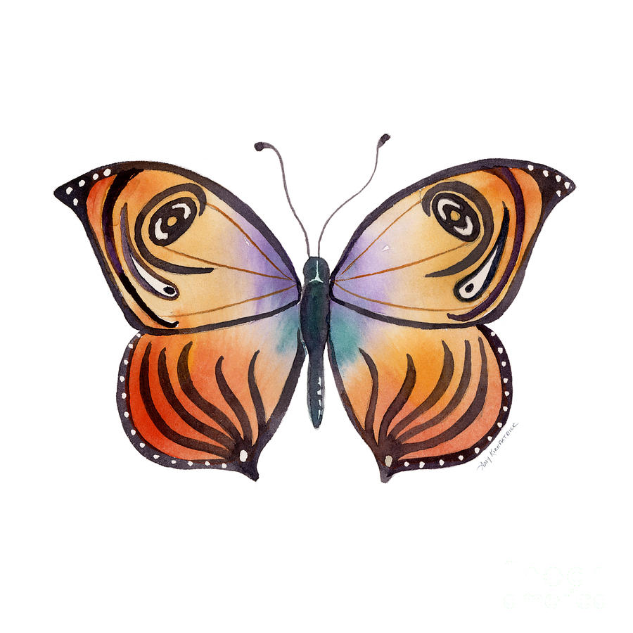 Butterfly Painting - 91 Orange Capanea Butterfly by Amy Kirkpatrick