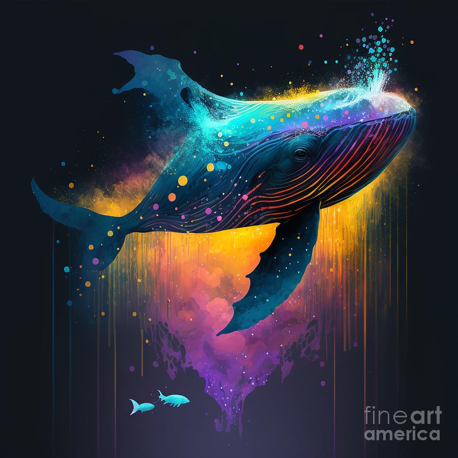 Whales Particle Colorful Deep Digital Art by Somsong Artist - Fine Art ...