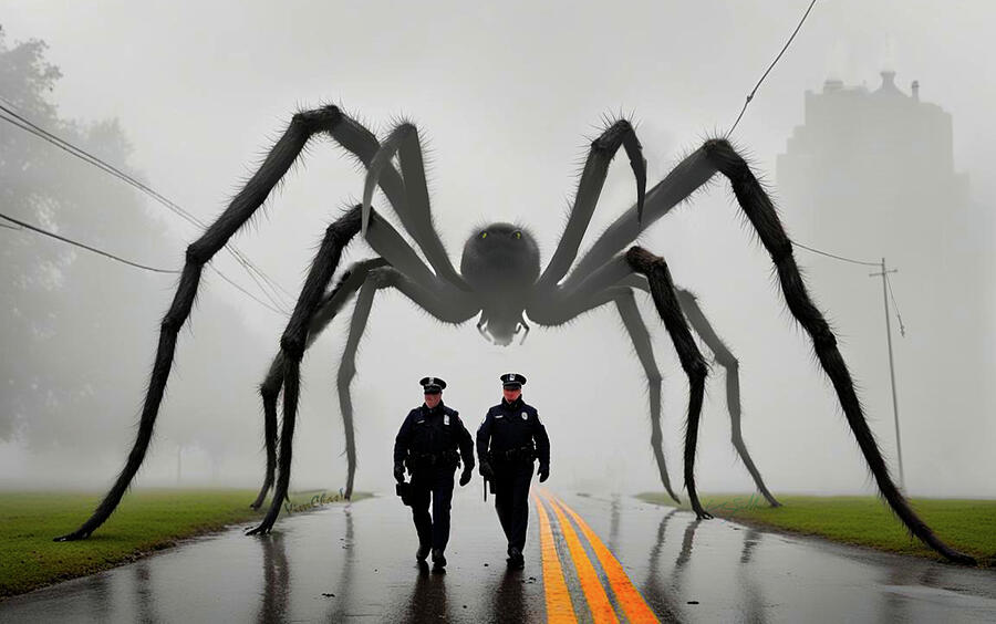 911 Call See the Lady About a Spider Digital Art by Chas Sinklier