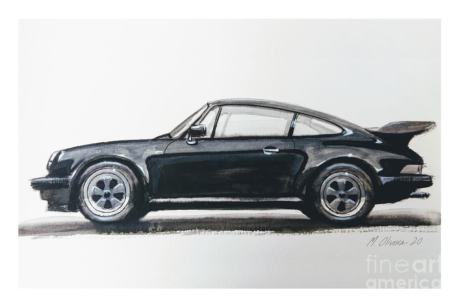 Porsche 911 Turbo Black Painting by Marcos Oliveira - Pixels