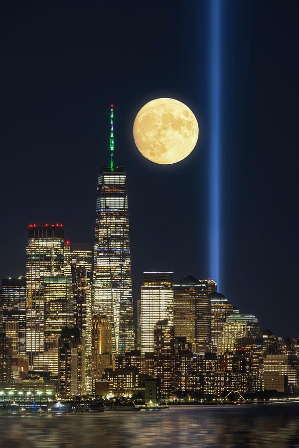 911 Tribute Lights NYC WTC Photograph by Susan Candelario