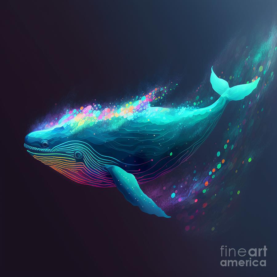 Whales Particle Colorful Deep Digital Art by Somsong Artist - Fine Art ...