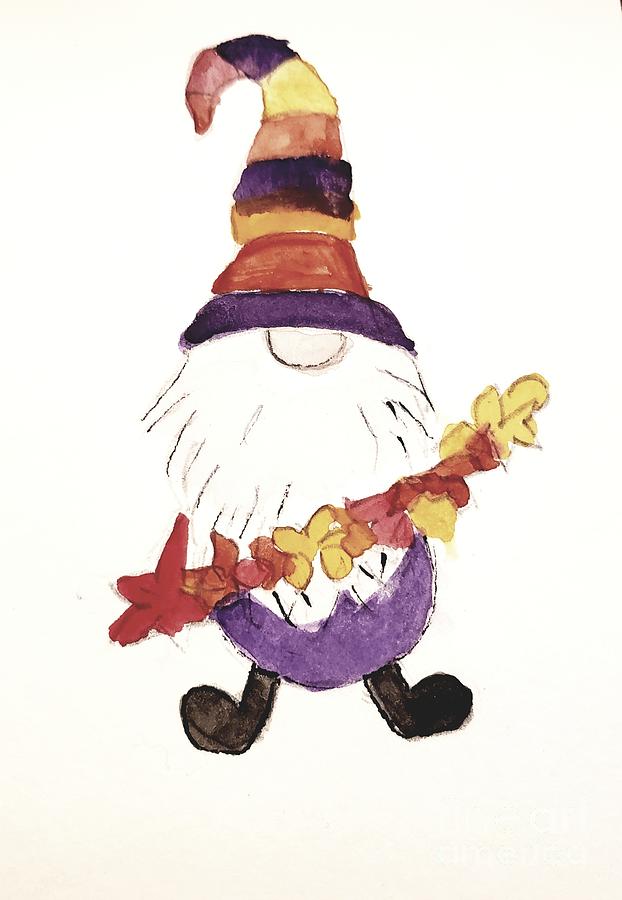 October Gnome Painting by Margaret Welsh Willowsilk