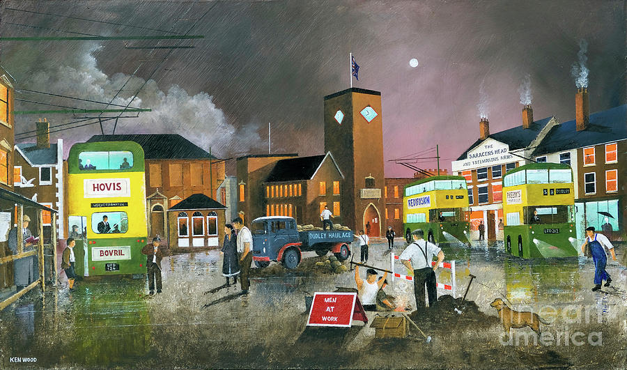 Landscape Painting - Dudley Trolley Bus Terminus - England #2 by Ken Wood