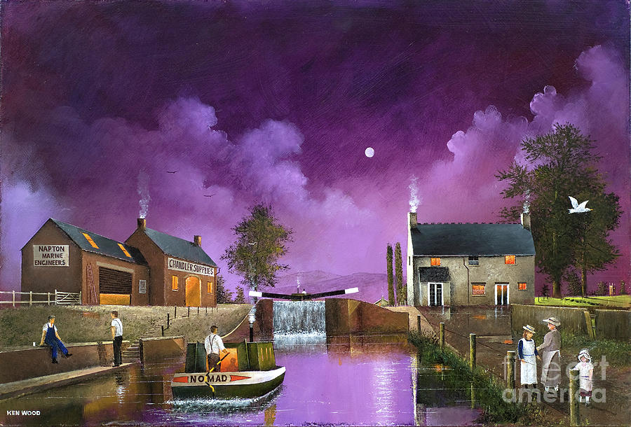 Napton Lock Oxford Canal - England Painting by Ken Wood