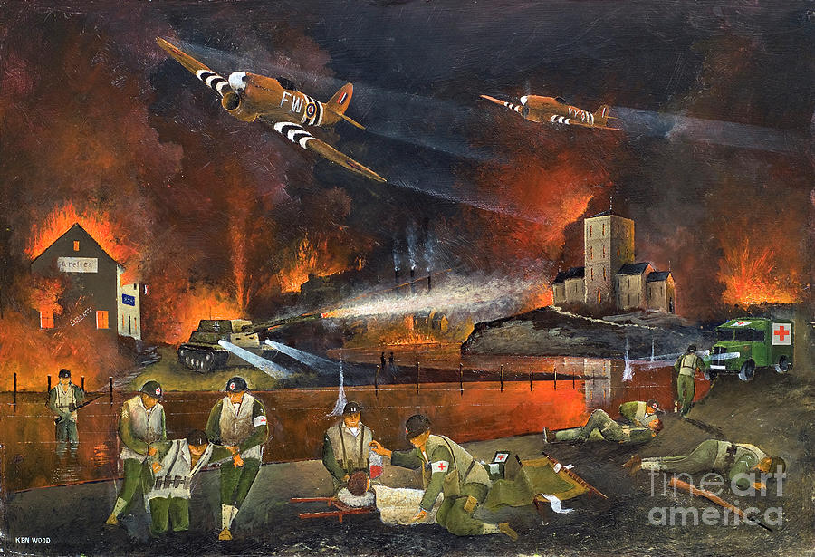 Crossing the River Orne - World War Two Painting by Ken Wood