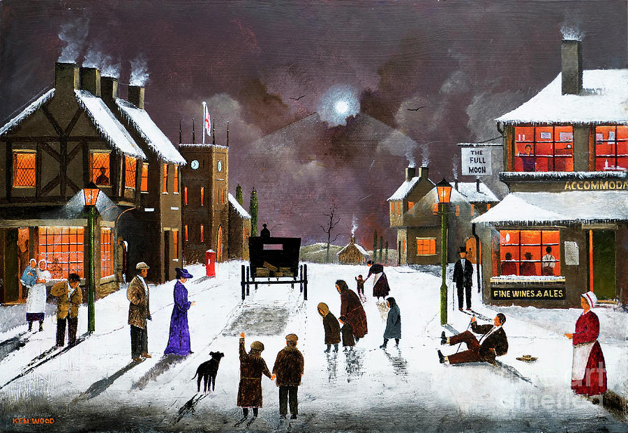 Full Moon - Old England Painting by Ken Wood