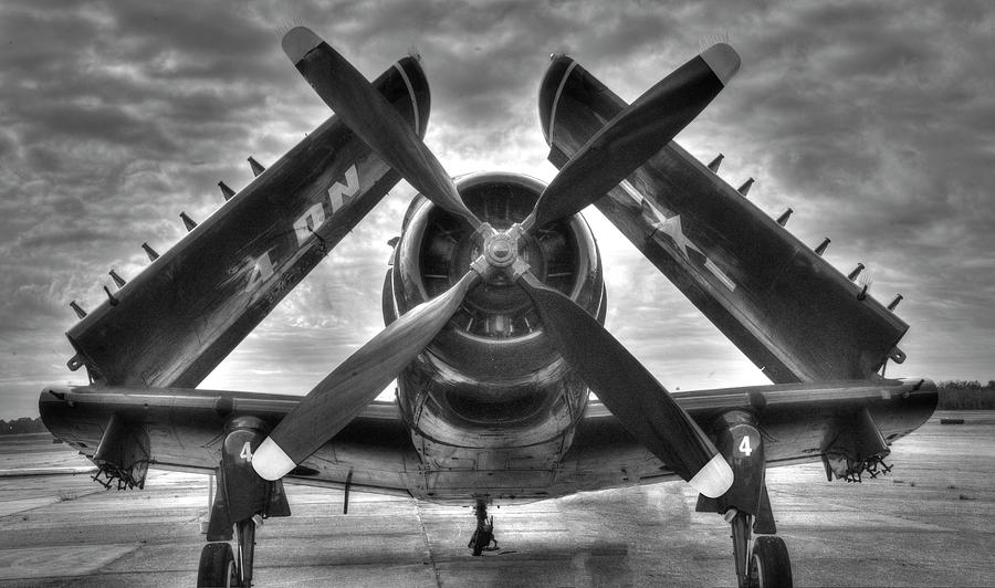 Aircraft Photograph - A-1 Skyraider Black and White by Phil And Karen Rispin