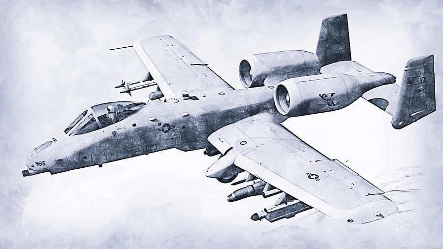 Transportation Drawing - A-10 Thunderbolt - 01 by AM FineArtPrints