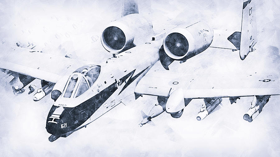 A-10 Thunderbolt - 02 Drawing by AM FineArtPrints