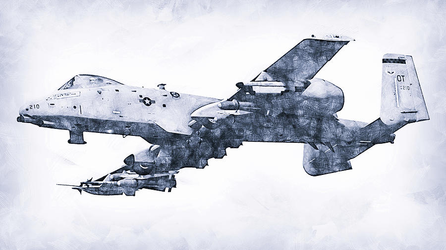 A-10 Thunderbolt - 04 Drawing by AM FineArtPrints