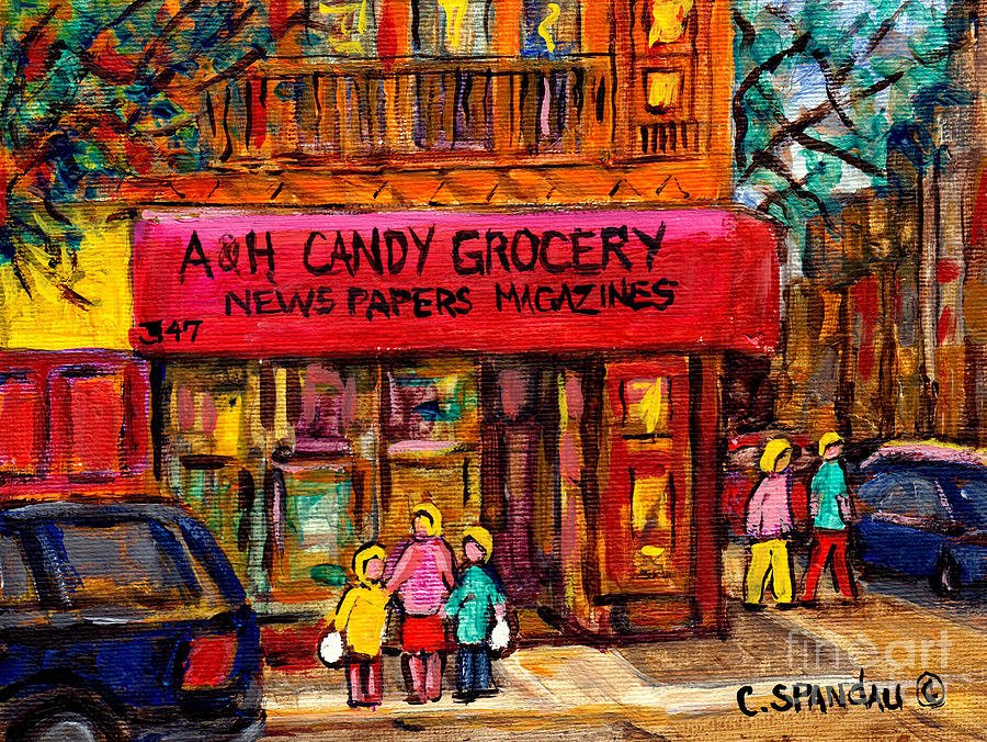 A And H Candy Grocery Newspapers Yonkers Nyc Corner Store Paintings  Broadway And Morris St C Spandau by Carole Spandau