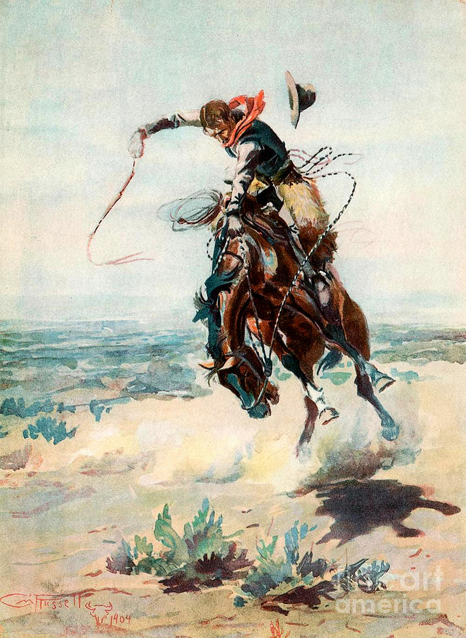 Charlie Russell Painting - A Bad Hoss by Charles M Russell