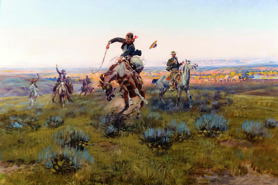 A Bad One Painting by Charles Marion Russell A Bad One Painting by Charles Marion Russell
