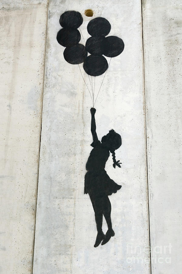 人気急上昇】 バンクシー Flaying balloon girl, Palestine 版画 