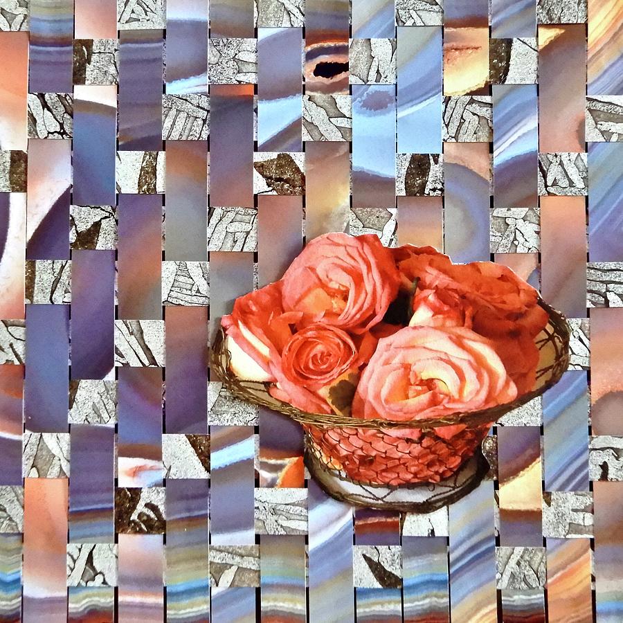 A Basket of Roses Collage Mixed Media by Kirsten Giving
