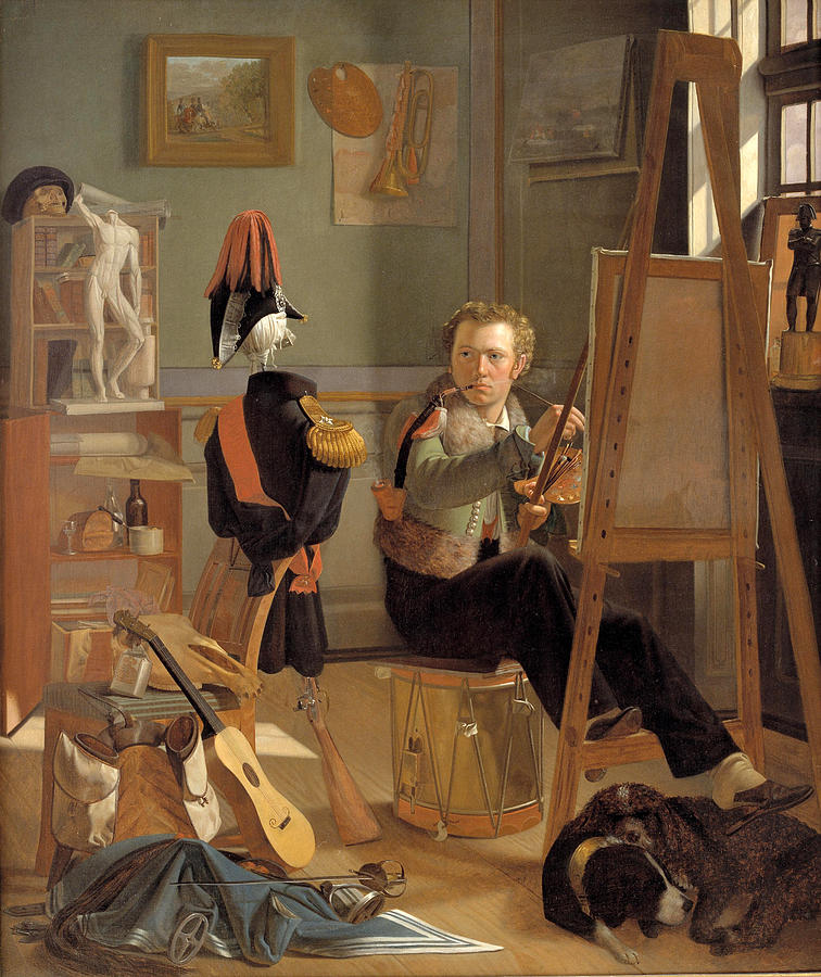 A Battle-Painter, Jorgen Sonne, in his Studio  Painting by Ditlev Blunck