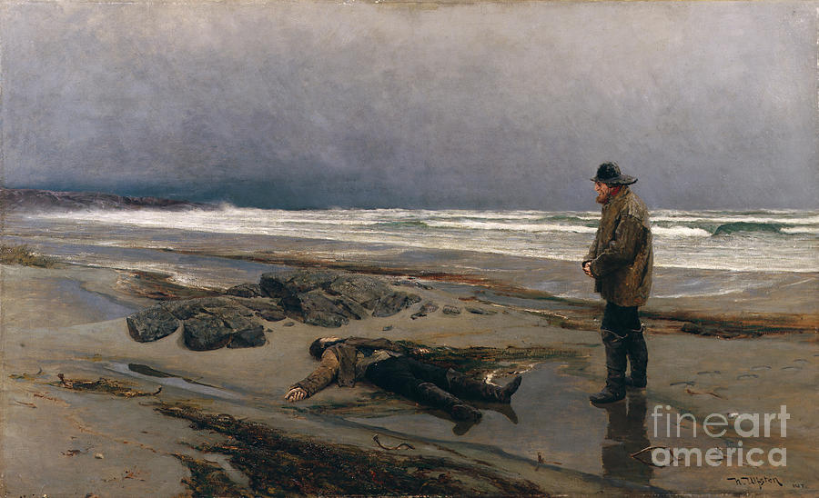 A beach cleaner, 1884 Painting by O Vaering by Nicolai Ultsten