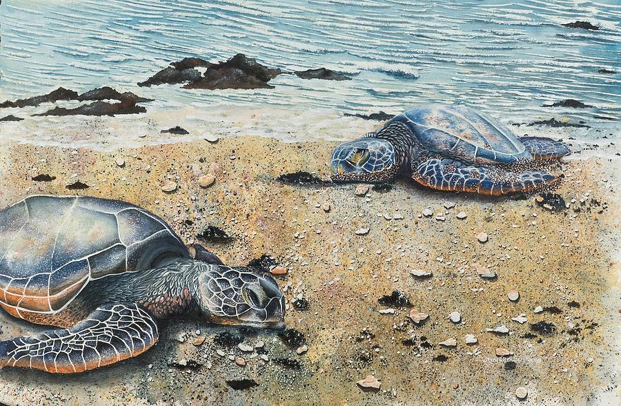 Oceans Painting - A Beachie Day by Mary Ellen Gerster Oceans Painting - A Beachie Day by Mary Ellen Gerster