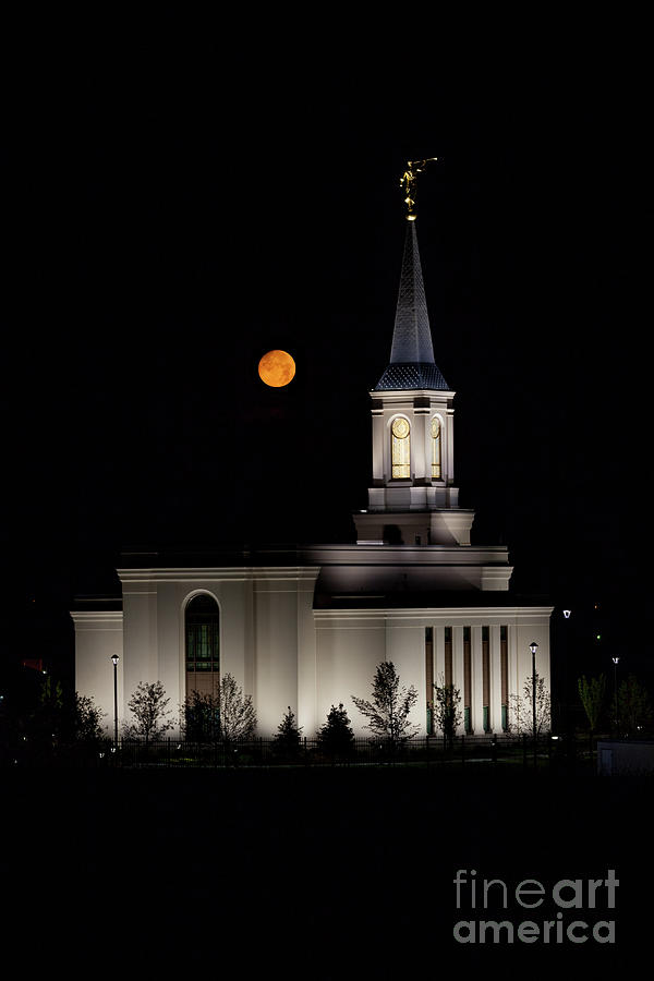 A Beacon in the Night - Star Valley Temple Photograph by Bret Barton