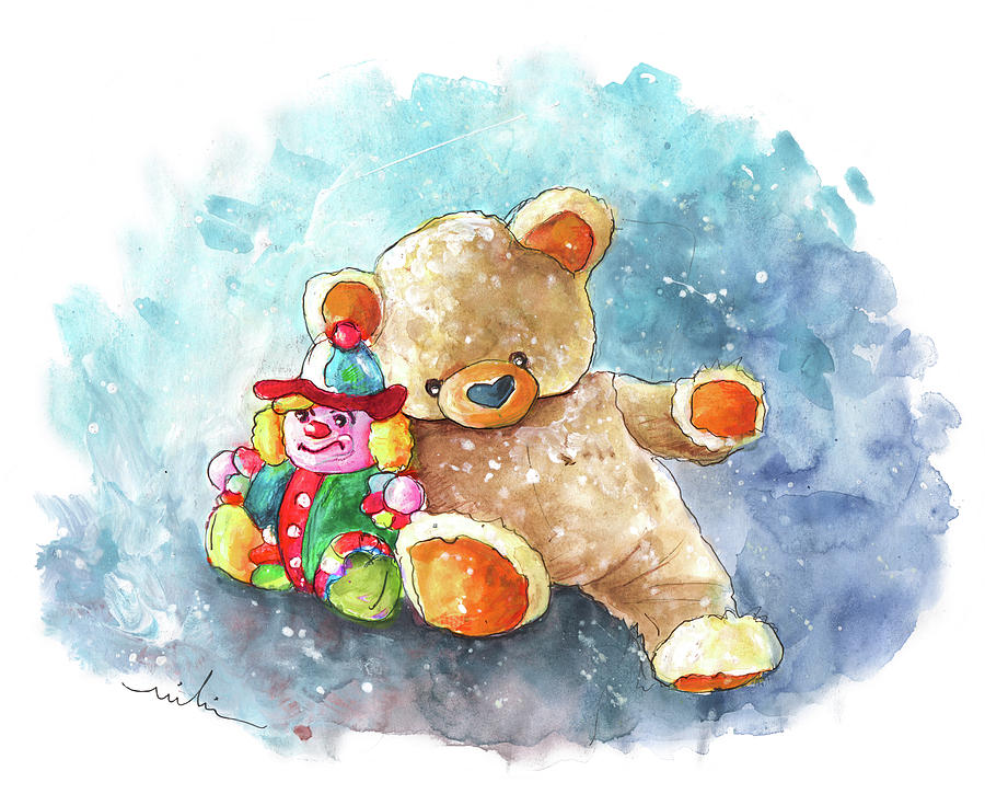 A Bear And A Clown In A Church In Pickering Painting by Miki De Goodaboom