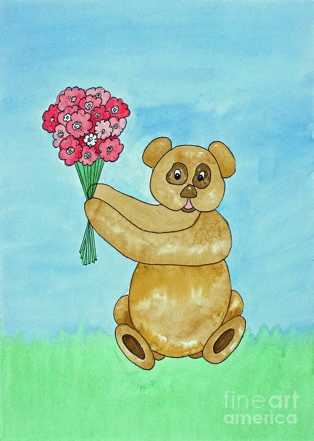 A Beary Beautiful Bouquet Painting by Norma Appleton