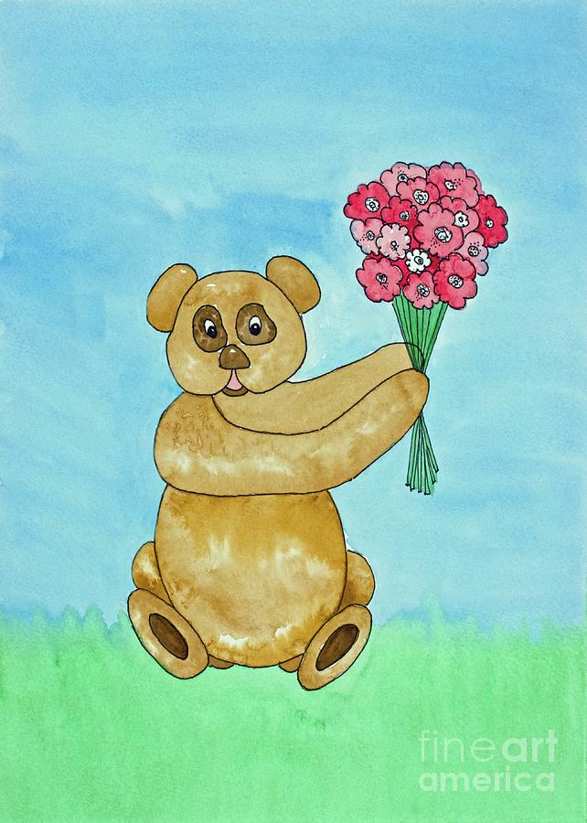 A Beary Nice Bouquet Painting by Norma Appleton