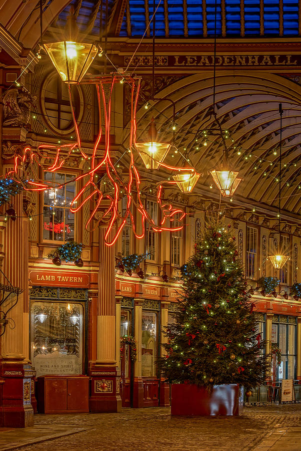 A Beautiful Christmas Tree In Leadenhall Market, London. Photograph
