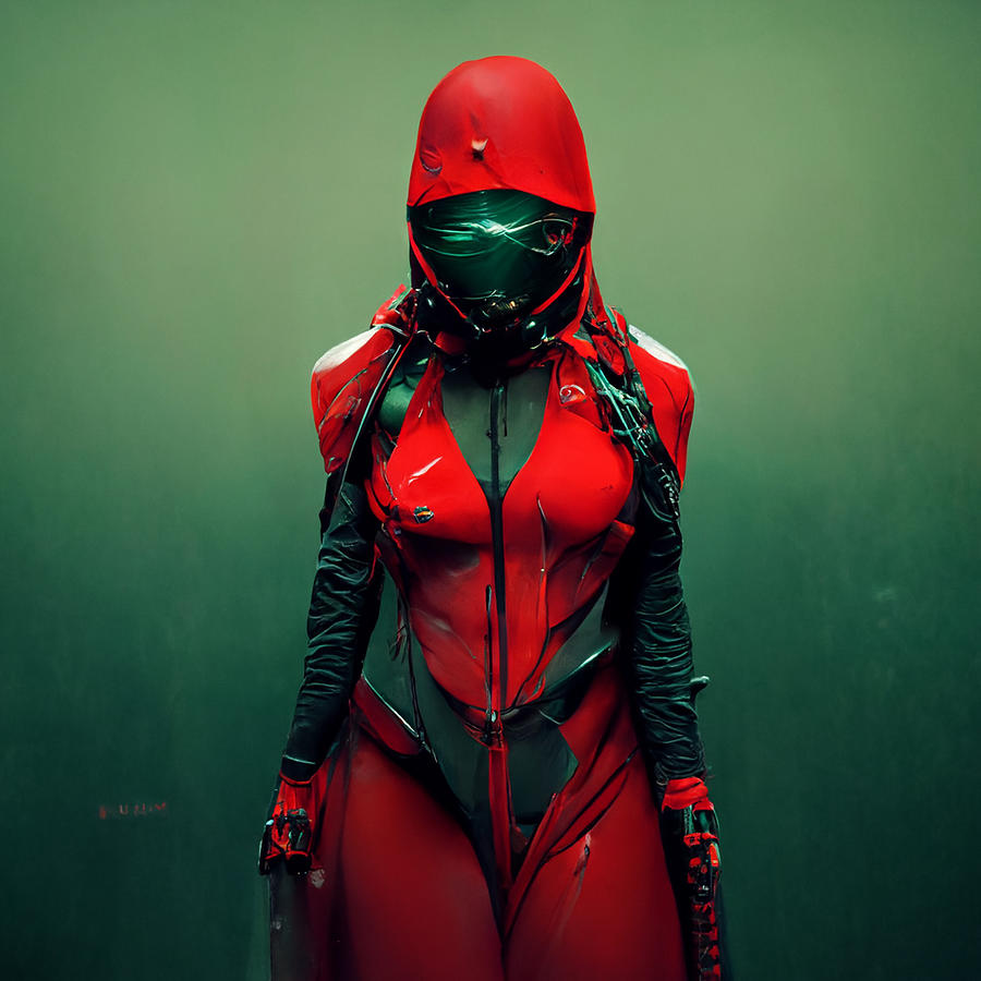 A Beautiful Lady Red Ninja Costume Green Hell Backgro Db68d886 5422