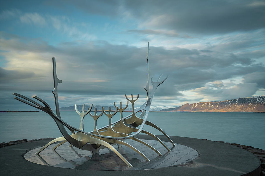 A beautiful late afternoon at the Sun Voyager in Reykjavik, Iceland Photograph by Anges Van der Logt