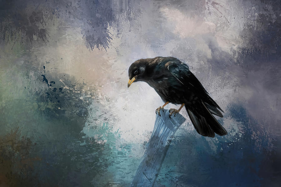 A beautiful painted black crow 80s Painting by Chapman Dan - Fine Art ...