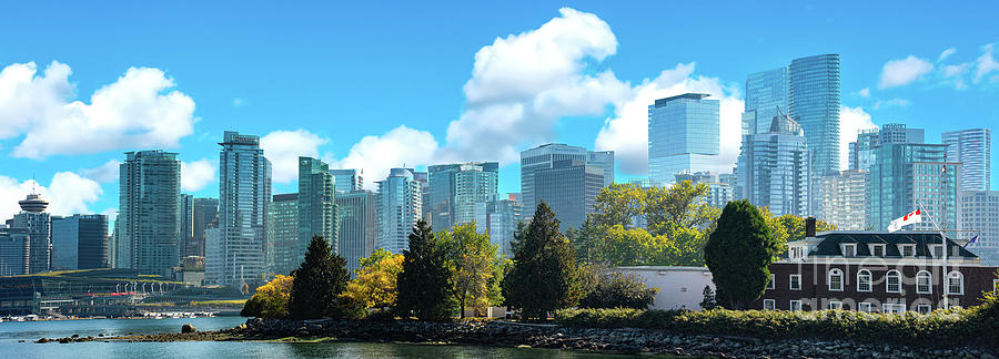 A beautiful panoramic view of the Vancouver Skyline.  Photograph by Gunther Allen