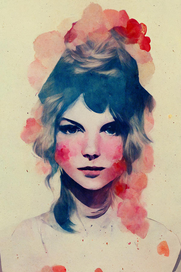 Vintage Painting - a  beautiful  portrait  of  Taylor  Swift  in  the  style  of    e090c7a6  d1d9  477e  b0e9  d8d3068 by Celestial Images
