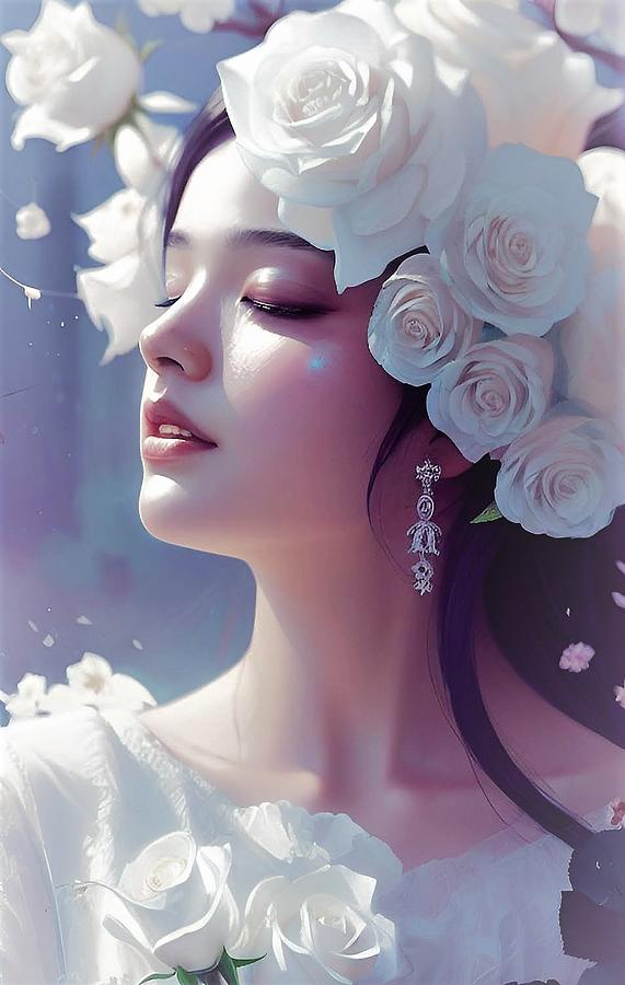 A I A Beautiful White Rose 2 Digital Art by Denise F Fulmer