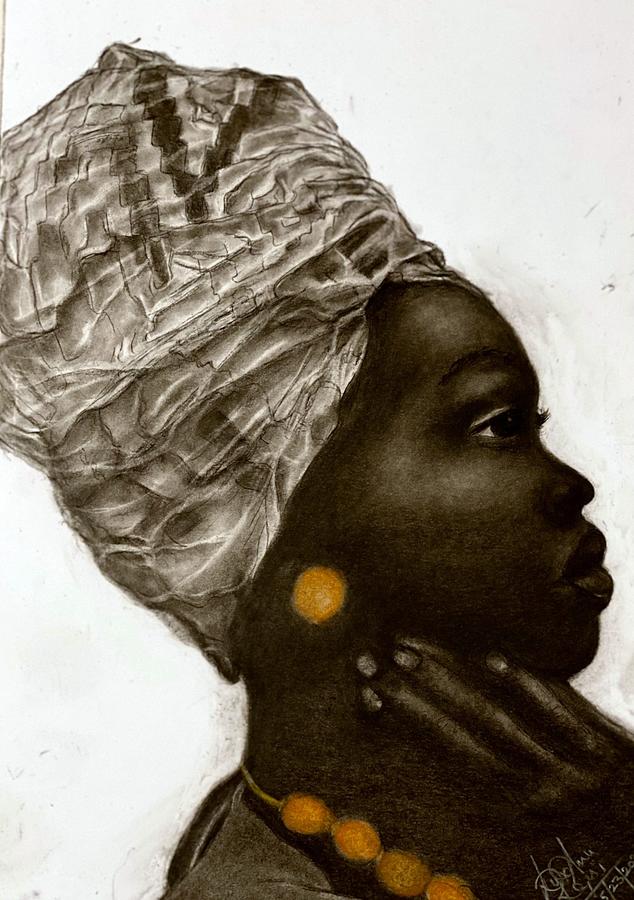 A beautiful woman in her headdress Drawing by Lakshmi Rajagopal A beautiful woman in her headdress Drawing by Lakshmi Rajagopal