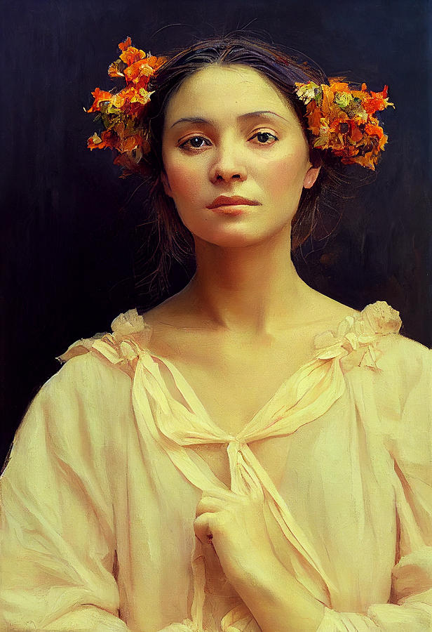 Vintage Painting - a  beautiful  woman  portrait  in  the  style  of  Ilya  Repin  1f8a1c03  841d  4113  a91b  830f60bf by Celestial Images