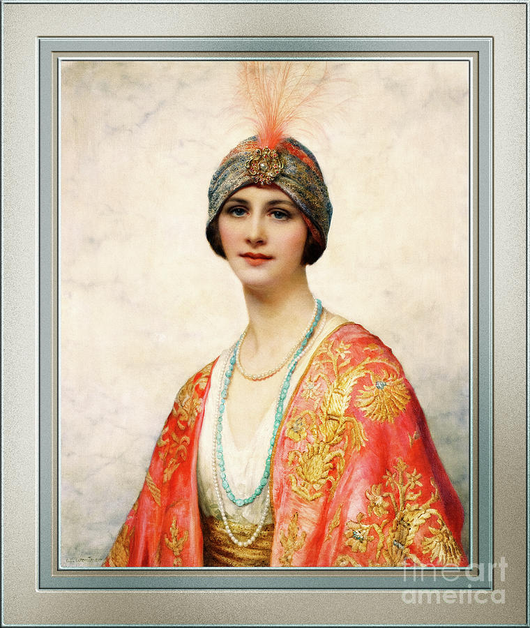 A Beauty In Eastern Costume by William Clarke Wontner Classical Art Reproduction Painting by Rolando Burbon