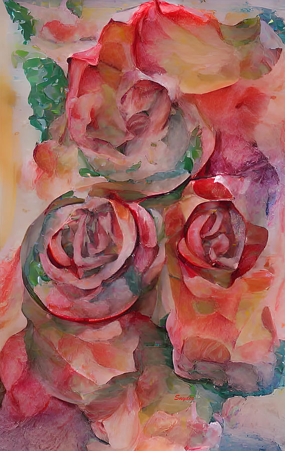 A Bed of Rose Roses AI Digital Art by Floyd Snyder