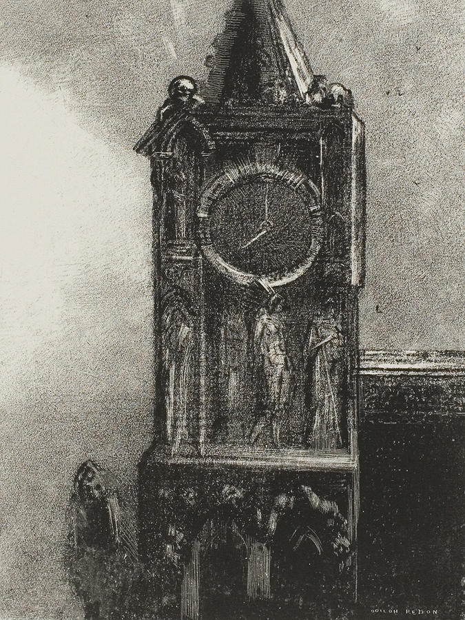 A Bell in the Tower Was Ringing the Hour Relief by Odilon Redon