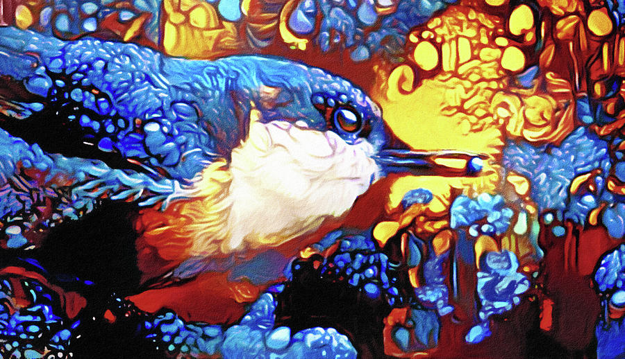 A Berry Blue Bird Digital Art by Susan Maxwell Schmidt