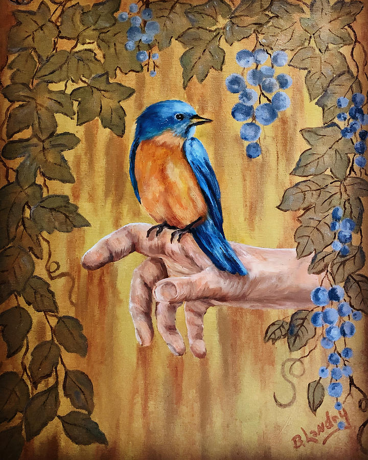 A Bird in Hand Painting by Barbara Landry