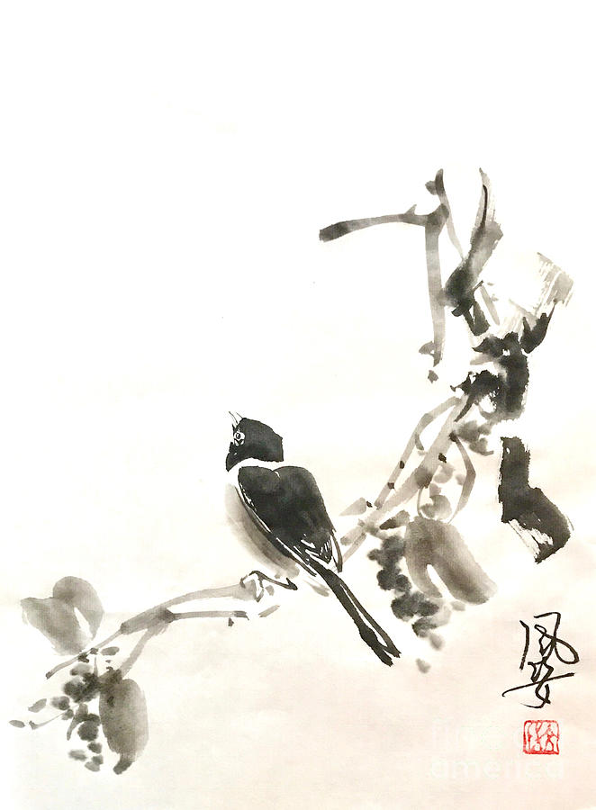 A Bird on the Hill Painting by Fumiyo Yoshikawa