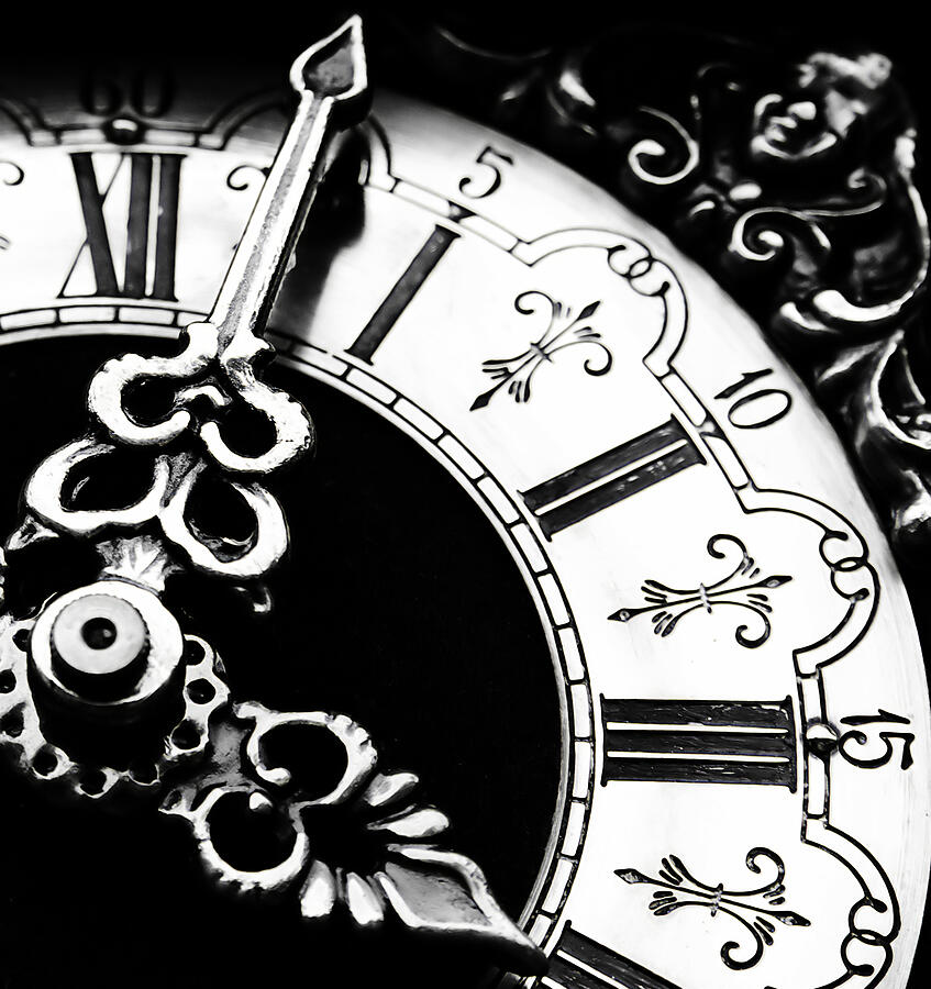 A black and white antique clock Photograph by Aeduard