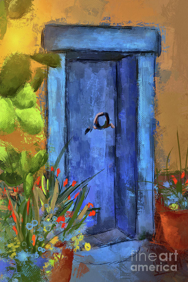 A Blue Door At The Barrio Digital Art by Lois Bryan